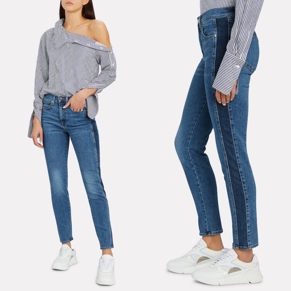 VERONICA BEARD Kate High-Rise Skinny Jeans Two Tone - Picture 1 of 9